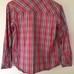 DKNY plaid button-down shirt w/ button up sleeves